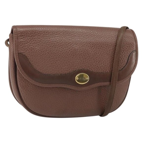 Christian Dior Handbags - Authentic Christian Dior Shoulder Bag Leather Brown Gold